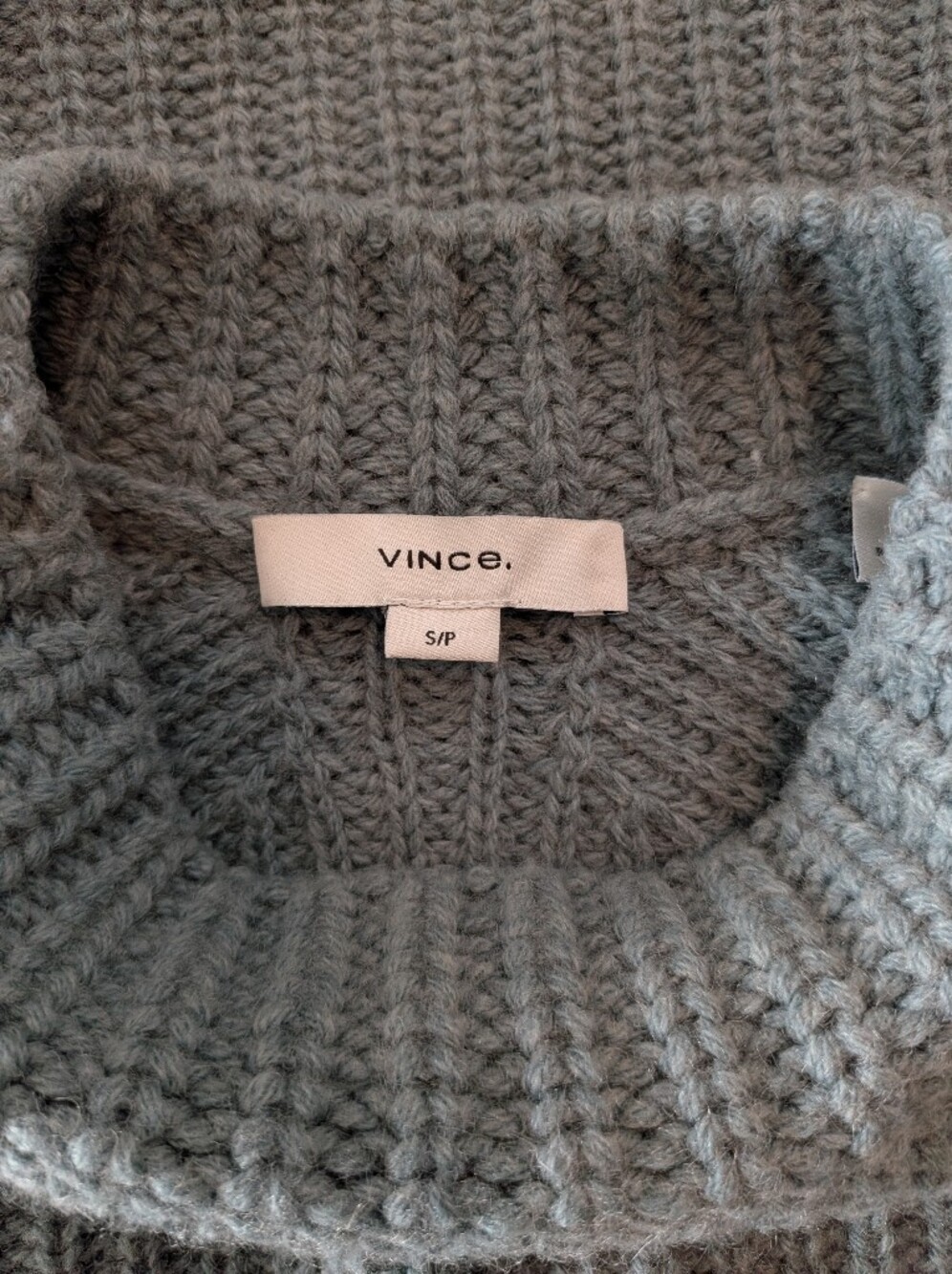 Vince Waffle Knit Sweater Dusty Blue Mock/Turtleneck - Women's Size S - Picture 3 of 4